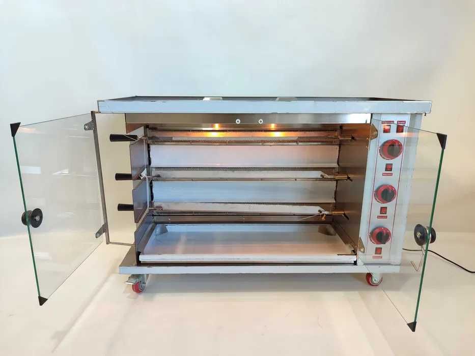 Assador de frango a gás com 3 espetos rotativos - NOVO