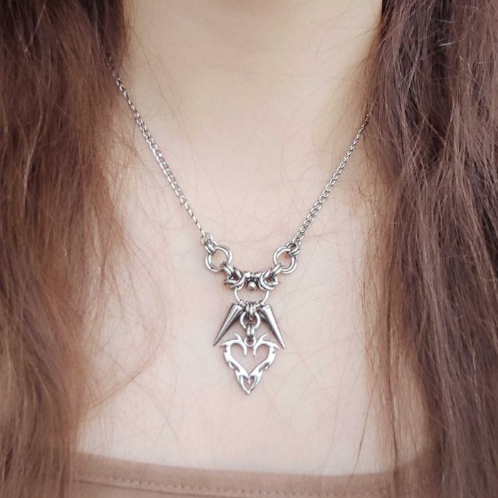 Naszyjnik Spiked Heart Stal Chirurgiczna, nie śniedzieje, wodoodporny