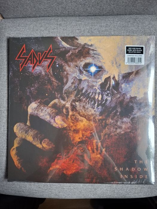 Sadus The Shadow Inside winyl Red And Silver Swirl With Black Splatter