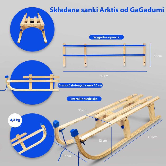 Drewniane sanki SKŁADANE! hit tej zimy,