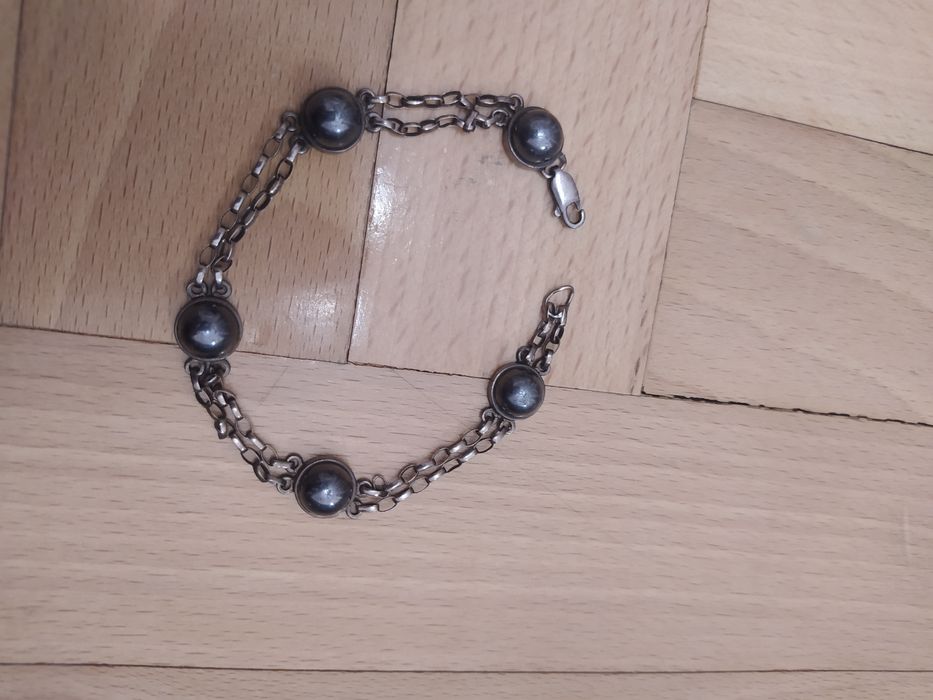 Bransoletka srebro kamienie metaliczne