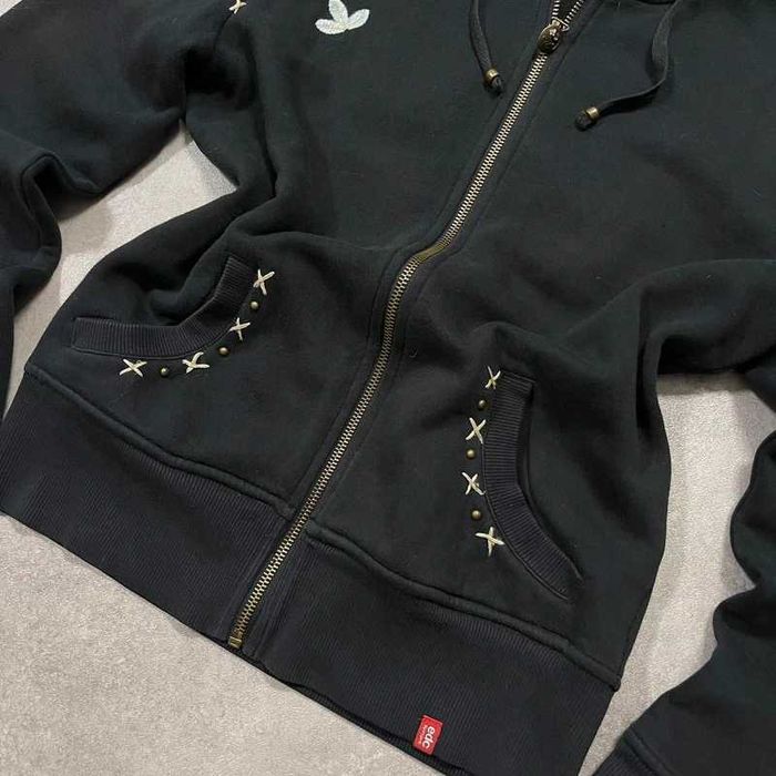 Vintage Bluza Y2K Zip Up Hoodie Alt Coquette Retro 90s Cropped