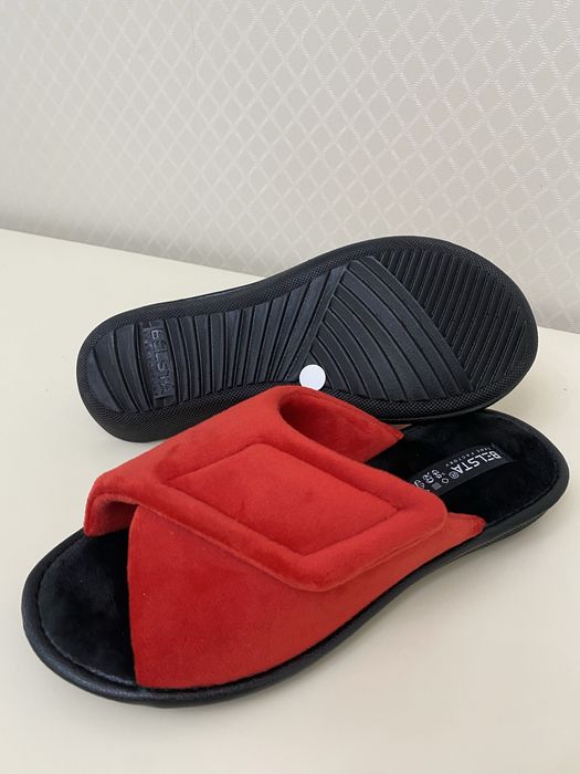 Жіночі тапочки велюр Белста,на липучці 37-41 бордо,червоні та бежеві