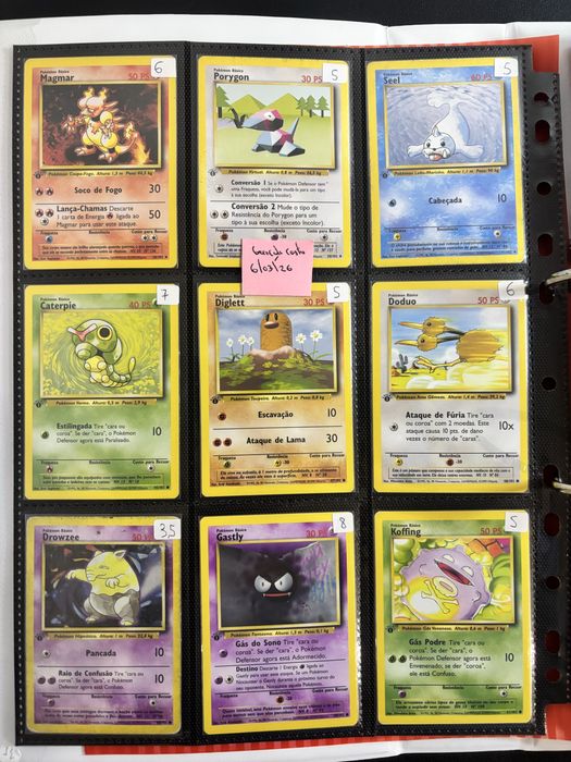 Cartas Pokemon base set PT 1a edicao