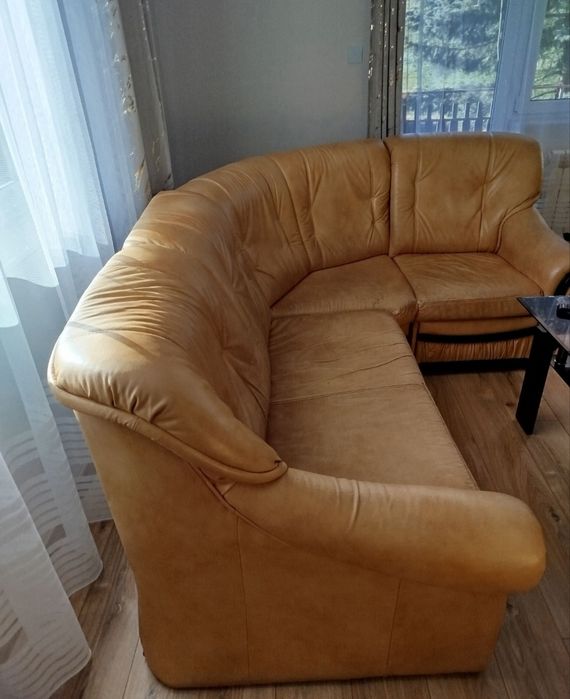 Sofa -narożnik ,fotel skóra naturalna