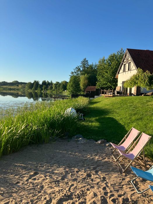 Siedlisko dom linia brzegowa  Mazury pomost sauna