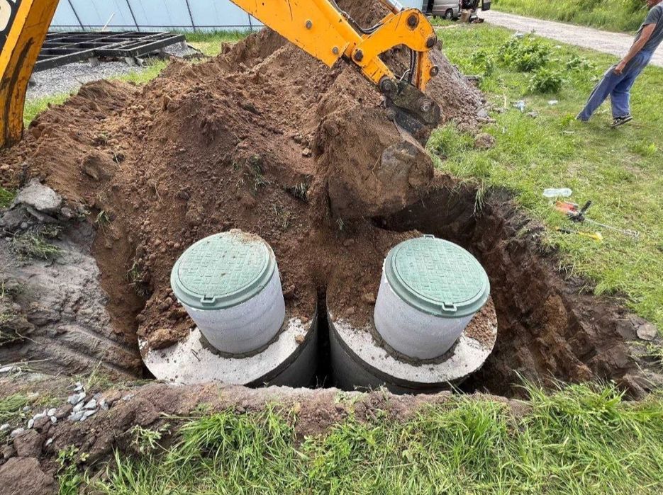 Септик для дома из колец  подключение. 7,15,26 м3. Гидробетон