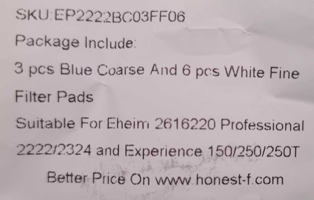 Eheim Professional Filtros Para 2222/2324 and Experience 150/250/250T