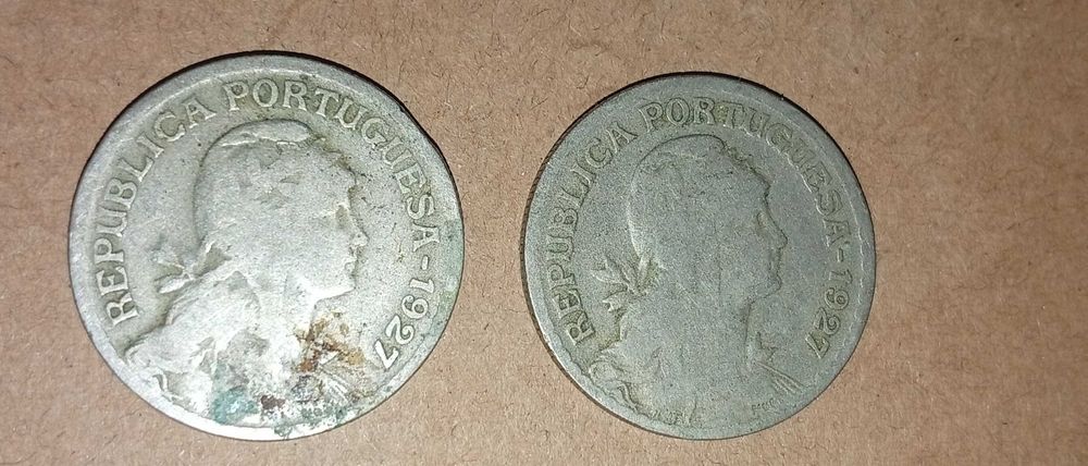 2 moedas 1 escudo 1927 circuladas