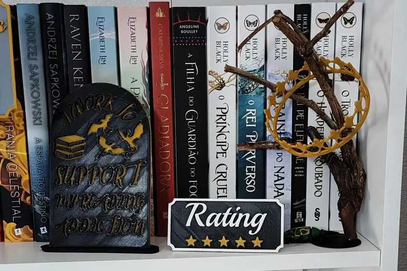 Placa Decorativa de Avaliação / Rating Literária - Impressão 3D em PLA