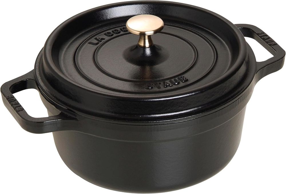 Garnek żeliwny 22 cm Staub Cocotte czarny indukcja emalia matowa wnętrze