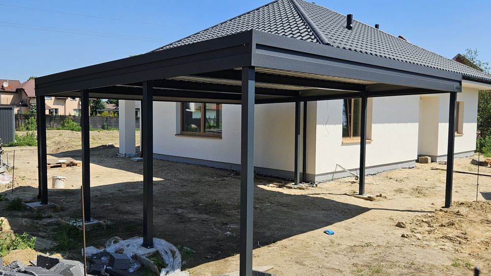 Wiata Garażowa samochodowa Carport Nowoczesna Konstrukcja Stalowa 6x6 3x6 5x5 6x5m