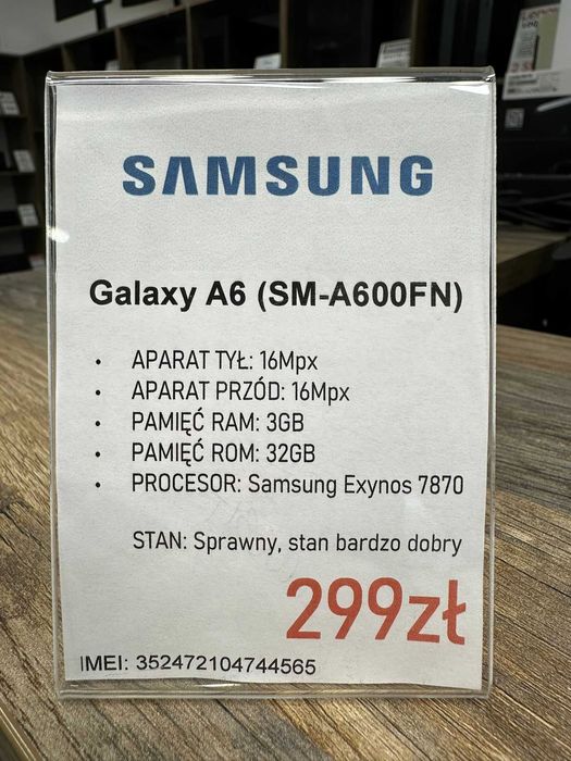 Smartfon Telefon Samsung Galaxy A6 (SM-A600FN) 3/32GB bdb gwarancja
