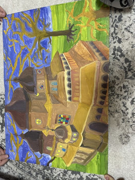 Малюнки на а2 папері чорна ручка і гуаш