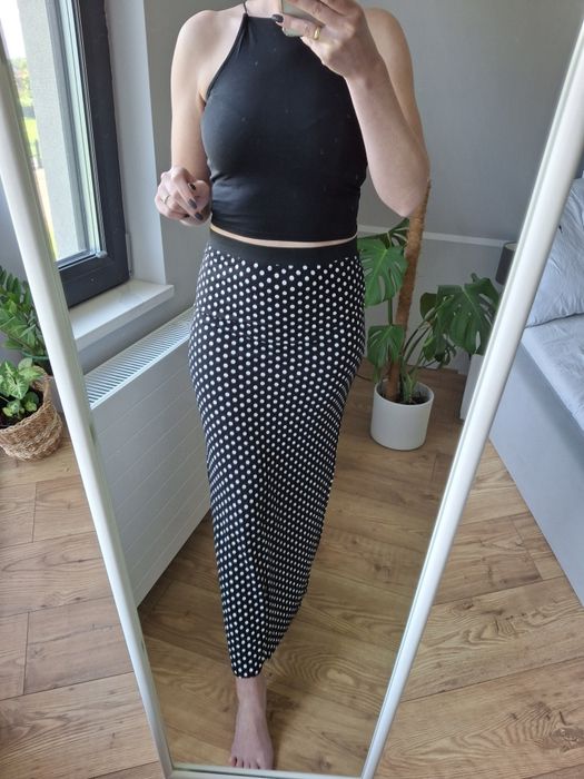 Rozmiar S, spódnica maxi w grochy, długa spódnica w kropki