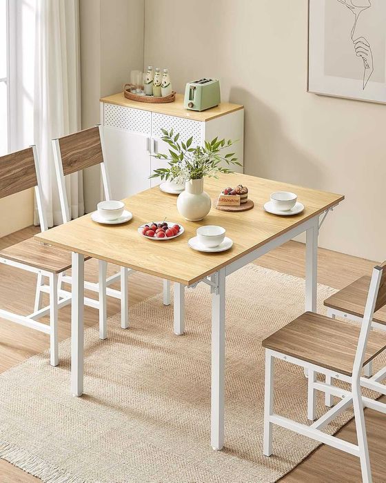 Stół do jadalni rozkładany ,dąb naturalny ,białe nogi