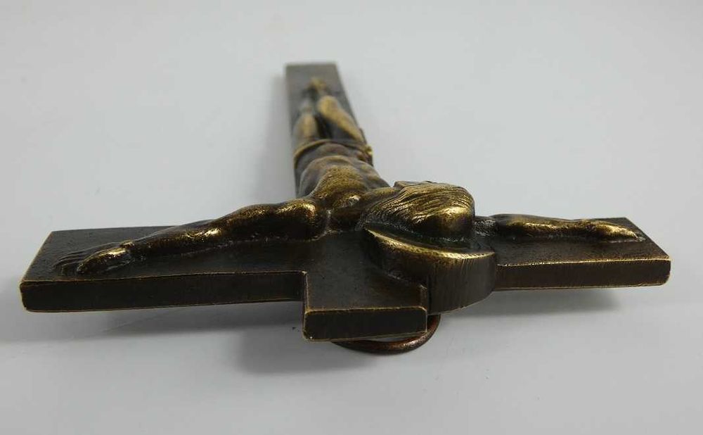 UNIKAT KRZYŻ krzyżyk krucyfiks 10,6 cm JEZUS bronze