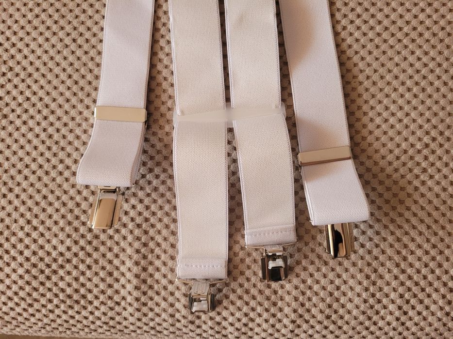 Białe Szelki do spodni