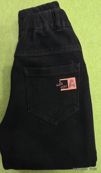 Джинси  чорні на  флісі 140 р