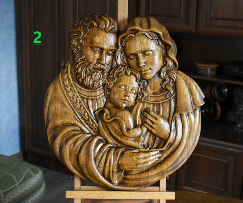 Образ Ісус, Свята Сім'я, Свята Родина, панно з дерева, ікона, образ