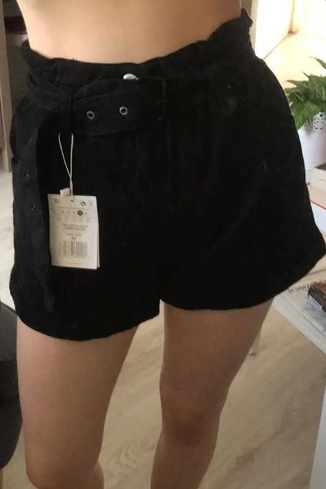 spodenki czarne talia wysoki stan