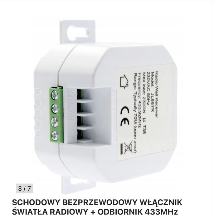 Schodowy bezprzewodowy włącznik swiatła x2 +odbiornik 433 MHz