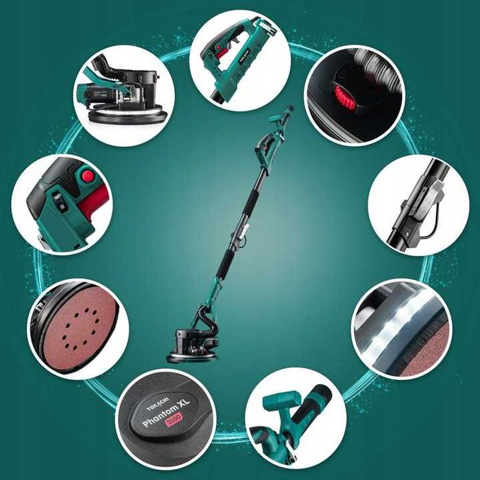 ZESTAW Szlifierka ŻYRAFA do gipsu gładzi tynku ścian tynków 220cm LED