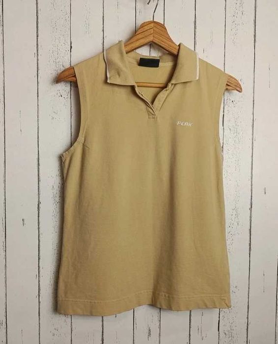 Peak Performance koszulka polo bez rękawów beżowa damska M bawełna dobry stan