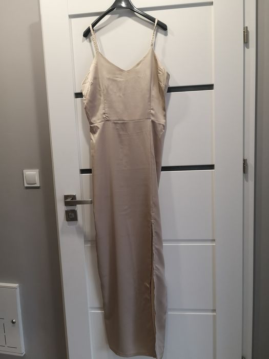 Sukienka maxi champagne Zalando nowa z metką L