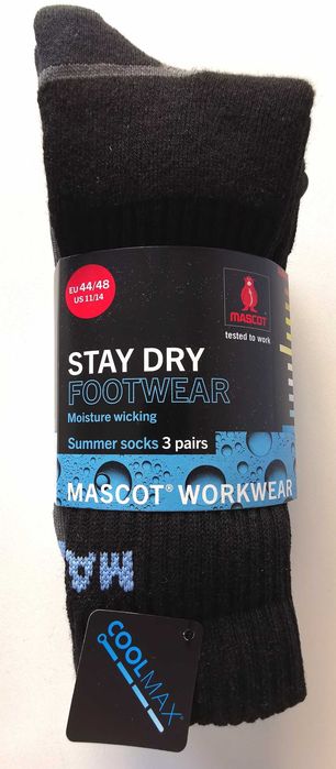 MASCOT 3-pak Skarpety 44-48 STAY DRY odprowadzają wilgoć Lycra SUMMER