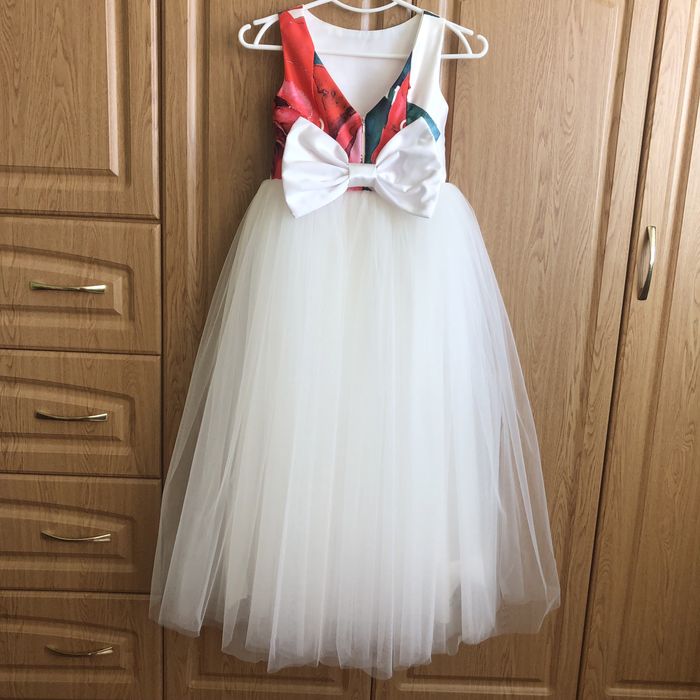 Сукня з принтом Троянда, 128-140, на випускний, принцеса, бальна пишна