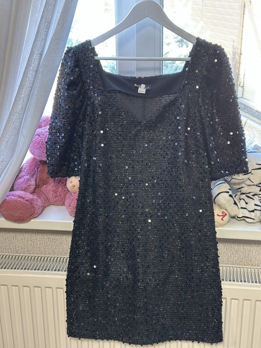 Сукня чорна, коротка, пайєтка, 36-38 р