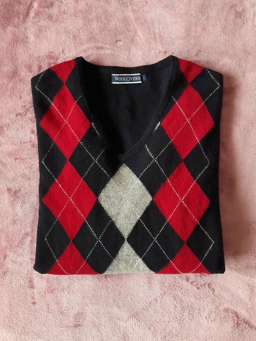 Sweter męski w romby L / XL WoolOvers 100% wełna