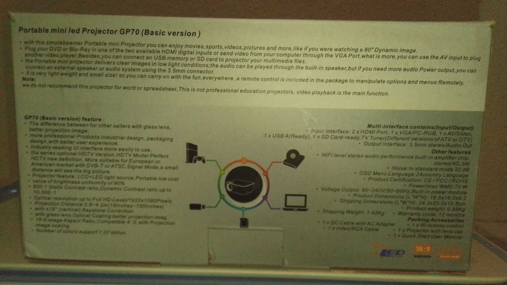 Mini Projetor LED HD 1080p – Novo em Caixa | HDMI/USB | Cinema em Casa