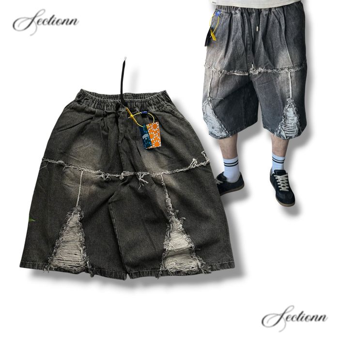Baggy distressed opium oversized jorts shorts balenci project gr racer jaded rick широкі оверсайз джинсові шорти опіум y2k багги бегги опиум