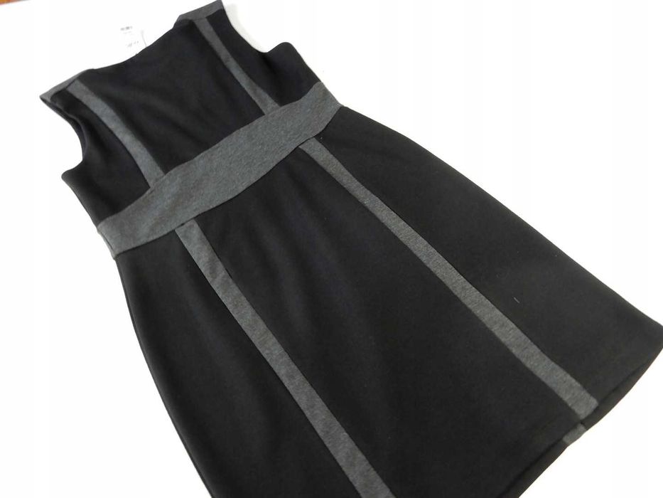 Sukienka czarna szara do kolan biuro praca Wallis 42 XL