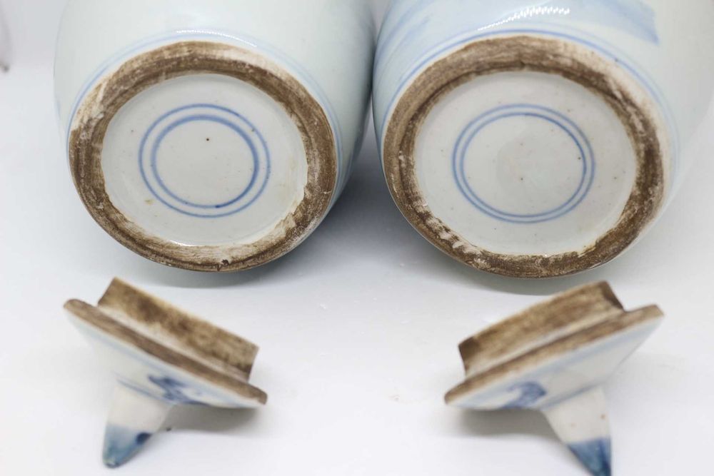 Potes Porcelana Chinesa Azul e Branco Kangxi Crianças e Dragão