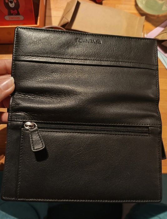 Nowy skórzane czarny portfel Valentini