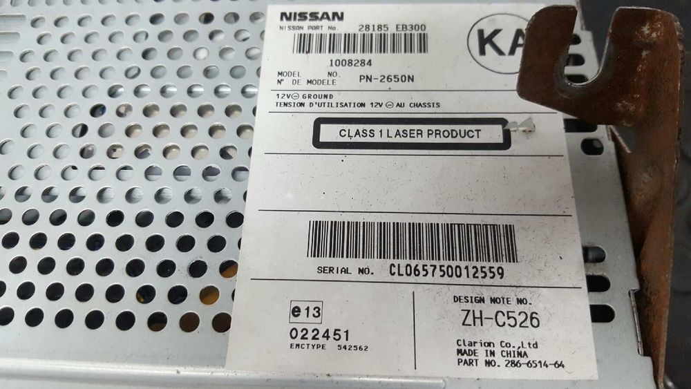 SISTEMA AUDIO / RADIO CD NISSAN NAVARA PICK-UP (D40M) DOBLE CAB SE 4X4