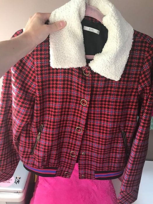 Kurtka pilotka przejściowa kratka pepitka Esprit xs j.nowa