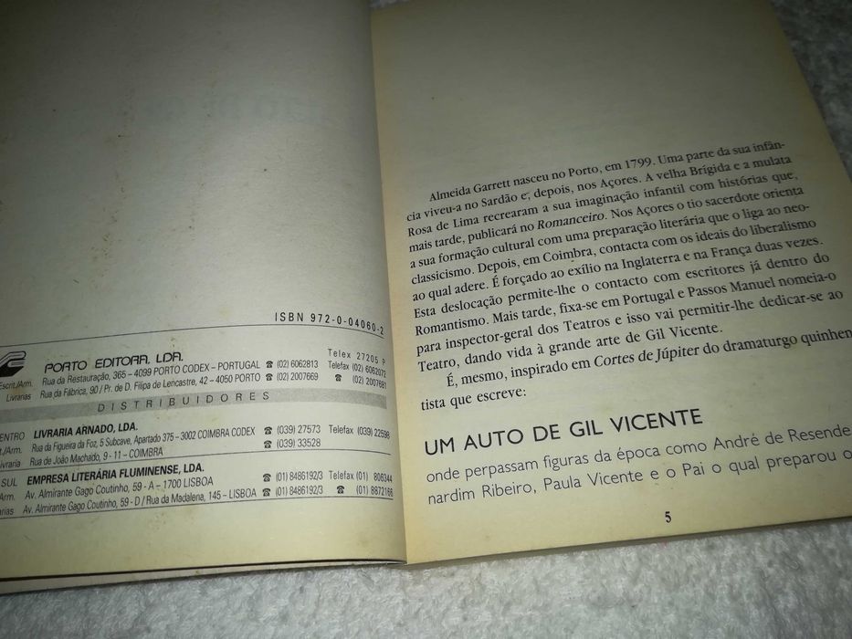 um auto de gil vicente (almeida garrett) 1995 livro