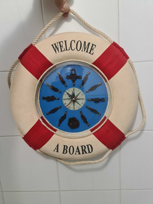 Relógio Parede Bóia Salva Vidas Náutico Marítimo Nós Navio Barco Clock