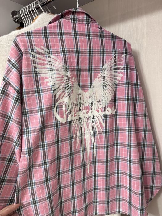 Рубашка в клетку розовая