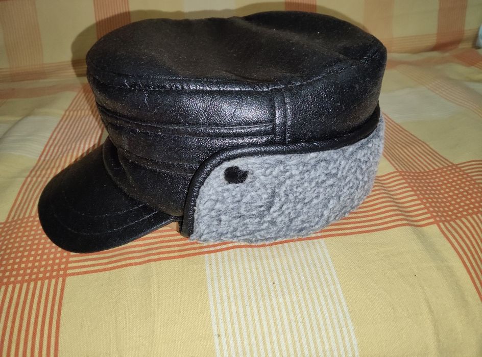 Мужская утеплённая,кожаная шапка, р. 60