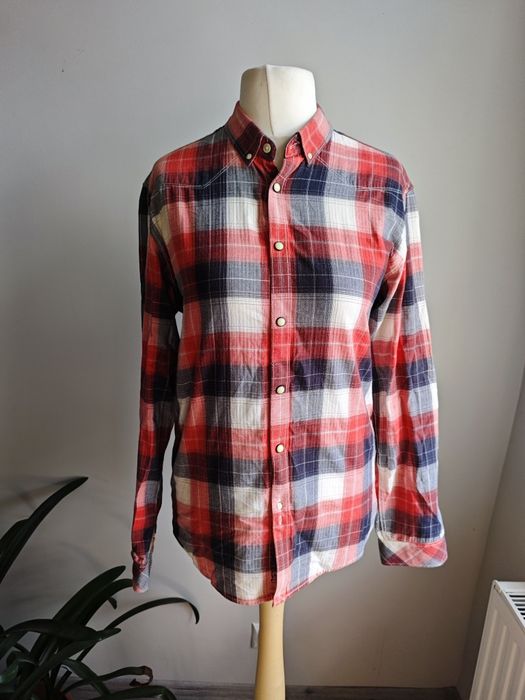 Koszula Levi's Strauss męska retro vintage w krate 100 % bawełna czerwona