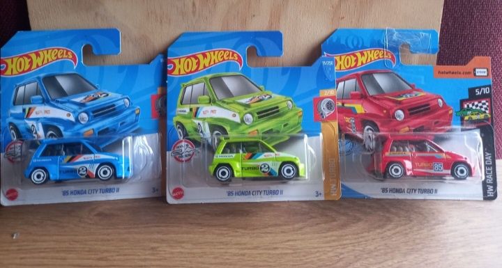 Conjunto 3 - 85 honda city turbo ll hot wheels