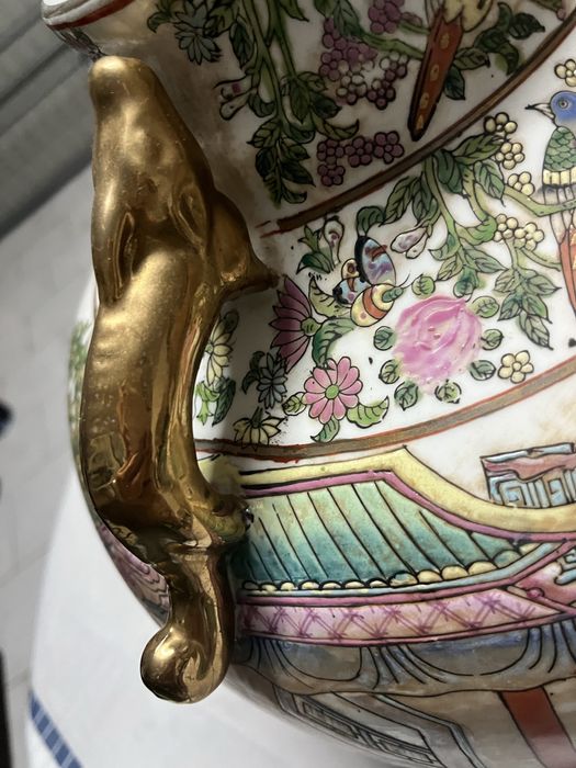 Pote/ jarra chinesa Decorativa pintada a mão