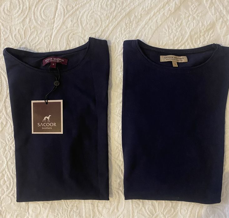 T-shirt algodão Sacoor Brothers, tamanho S, azul marinha + Oferta