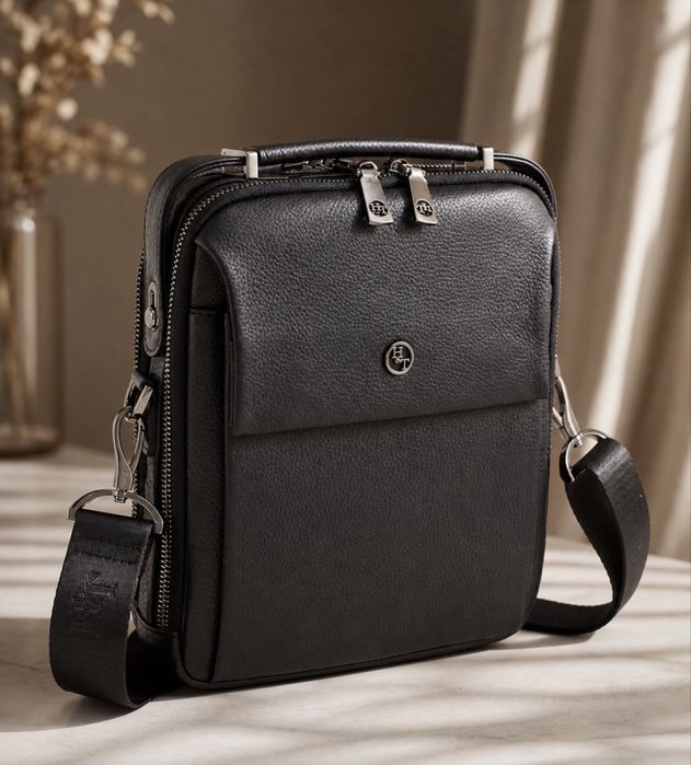 HT Leather шкіряна чоловіча сумка з ручкою  барсетка Сумка чоловіча через  плече шкіряна Мужская сумка
