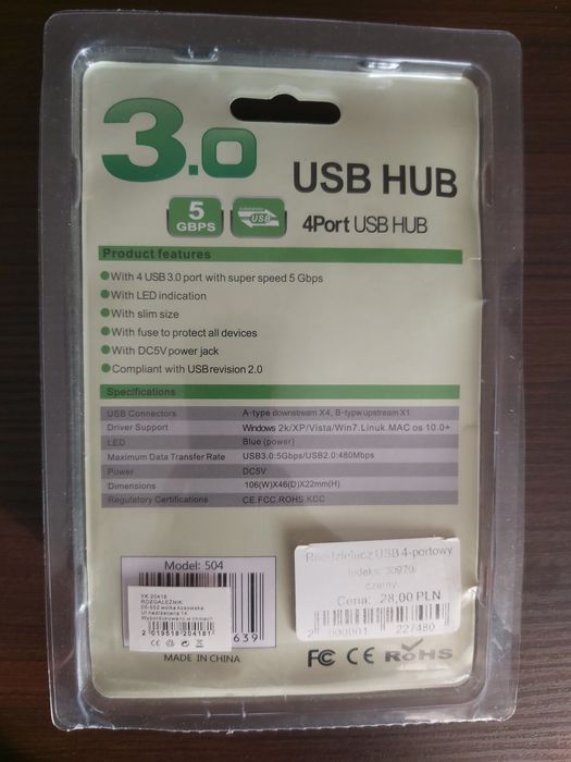 Rozgałęźnik USB, nowy.